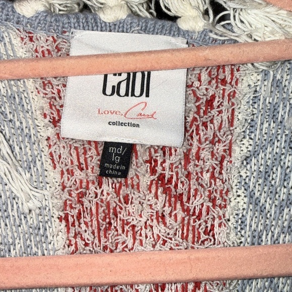 CAbi Red and Gray Knit Cardigan with Fringe - Picture 4 of 6